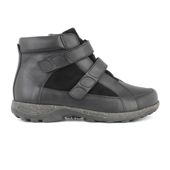 Sort damestøvle med velcro, New Feet Sort damestøvle med velcro, New Feet