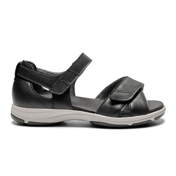 Damesandal i læder, Sort, New Feet Damesandal i læder, Sort, New Feet