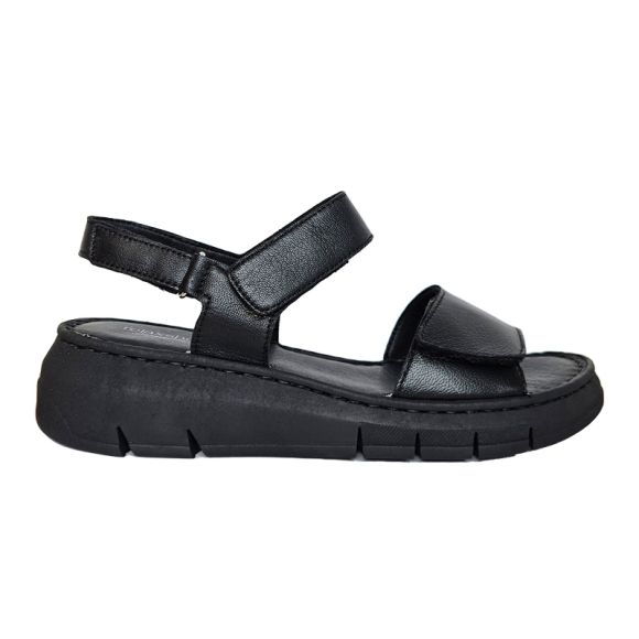 Damesandal med kilehæl, Sort, Relaxshoe Damesandal med kilehæl, Sort, Relaxshoe