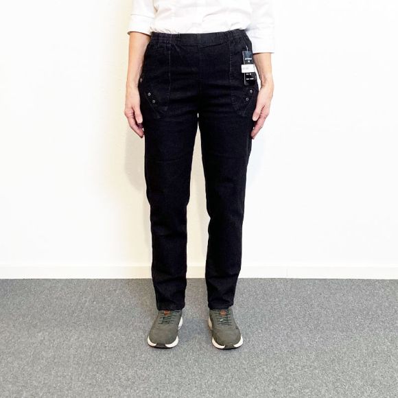 Damebukser med elastikkant, Sort denim Damebukser med elastikkant, Sort denim