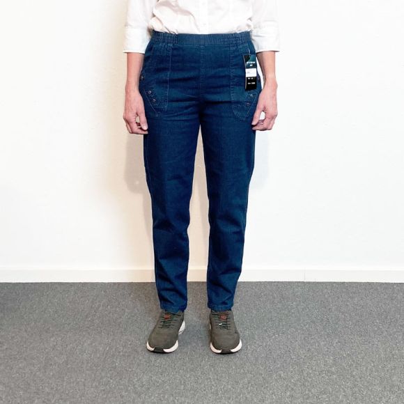 Damebukser med elastikkant, Mørk denim