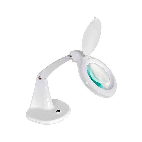 Bordlup med LED-lys på fod, 2x forstørrelse Bordlup med LED-lys på fod, 2x forstørrelse