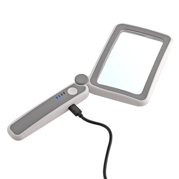 Foldbar læselup med LED-lys, 4x forstørrelse Foldbar læselup med LED-lys, 4x forstørrelse