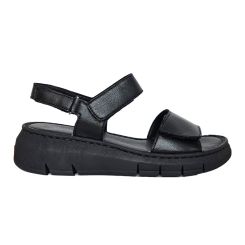 Damesandal med kilehæl, Sort, Relaxshoe
