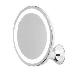 Makeup-spejl med lys, Ø20 cm, 5x forstørrelse