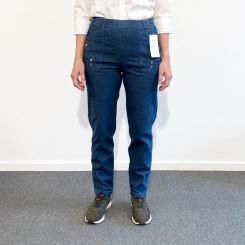 Damebukser med elastikkant, Blå denim