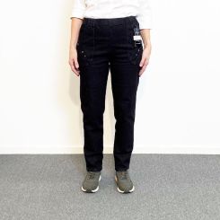 Damebukser med elastikkant, Sort denim