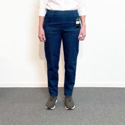 Damebukser med elastikkant, Mørk denim